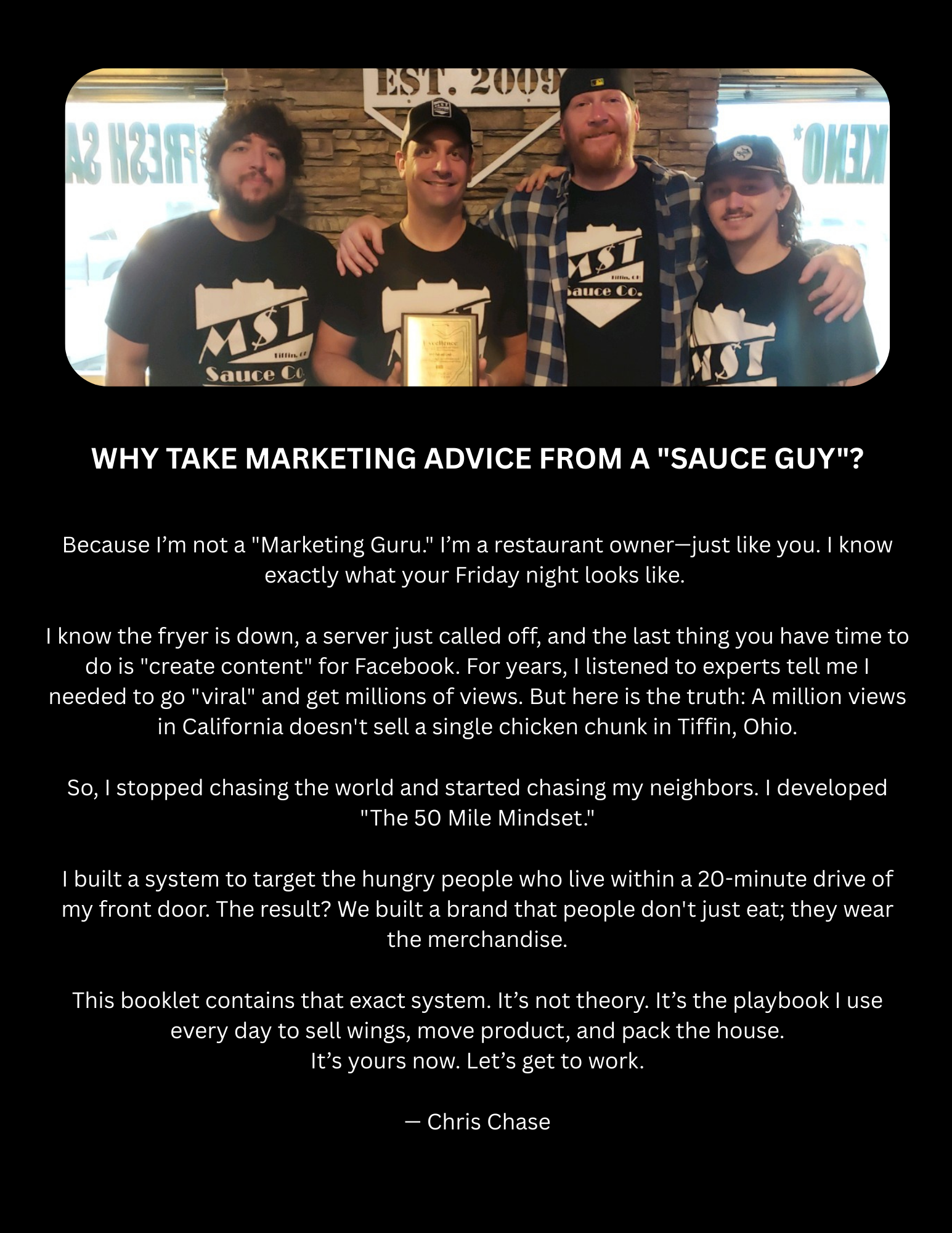 Why take marketing advice from a Sauce Guy?